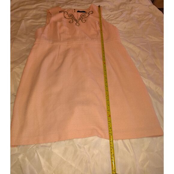 Ellen Tracy Dress 22W Light Pink Embroidered Beaded Zip Up Office Wedding Tea - Picture 8 of 11